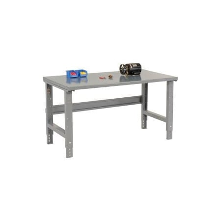 48 X 30 Adjustable Height Workbench C-Channel Leg - Steel Square Edge - Gray